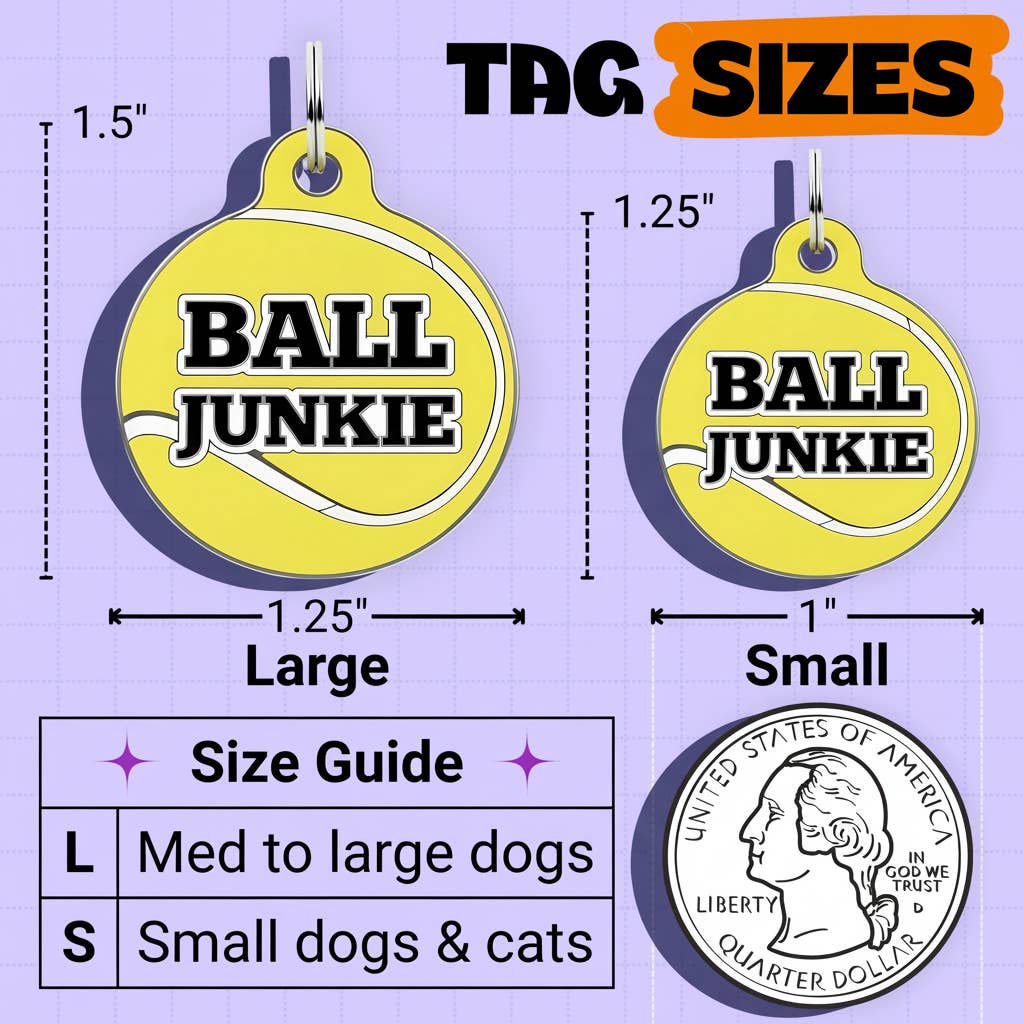 Funny Dog Charm & Pet ID Tag - Ball Junkie