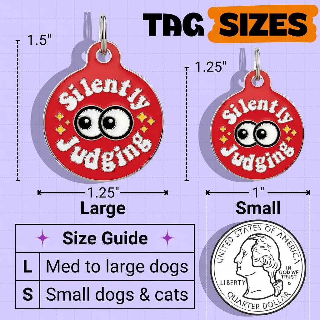 Funny Dog ID Tag & Pet Accessory - Silently Judging *Red