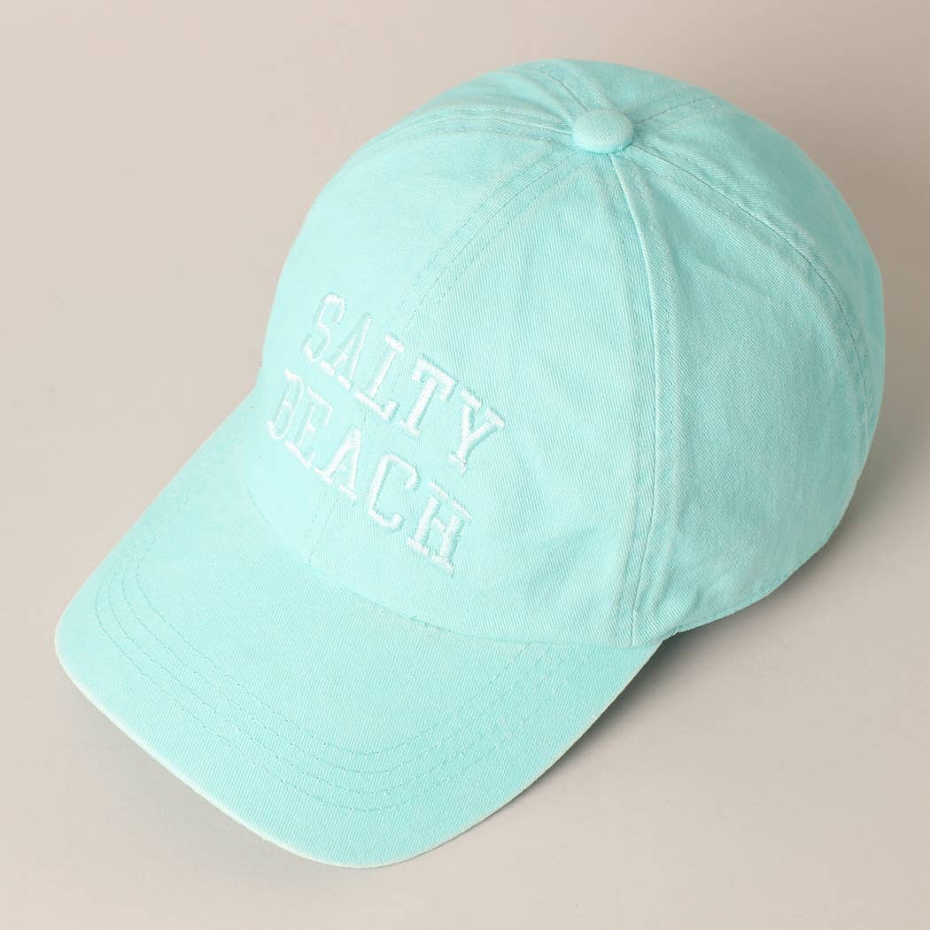 Salty Beach Text Embroidery Baseball Cap