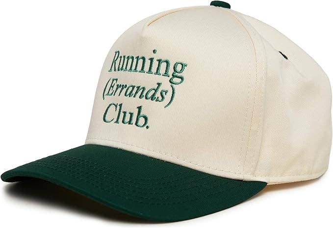 2-Tone Embroidered Cap - Running Errands Club - Green/Beige