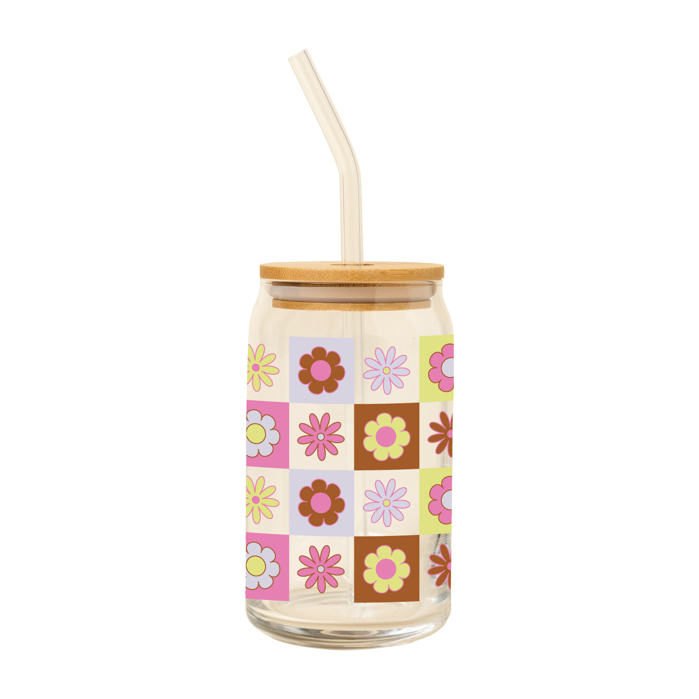 NEW! Can Glass w/Lid + Straw