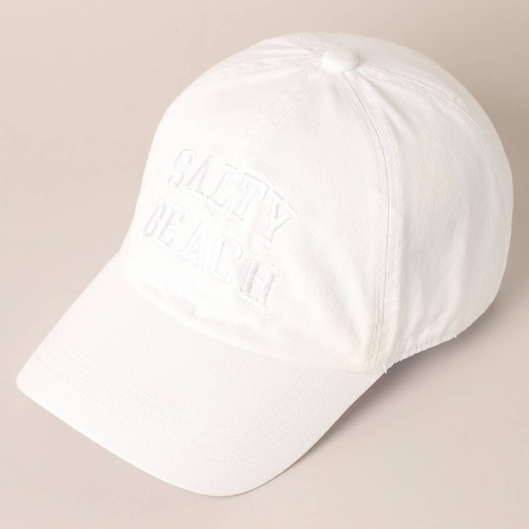 Salty Beach Text Embroidery Baseball Cap