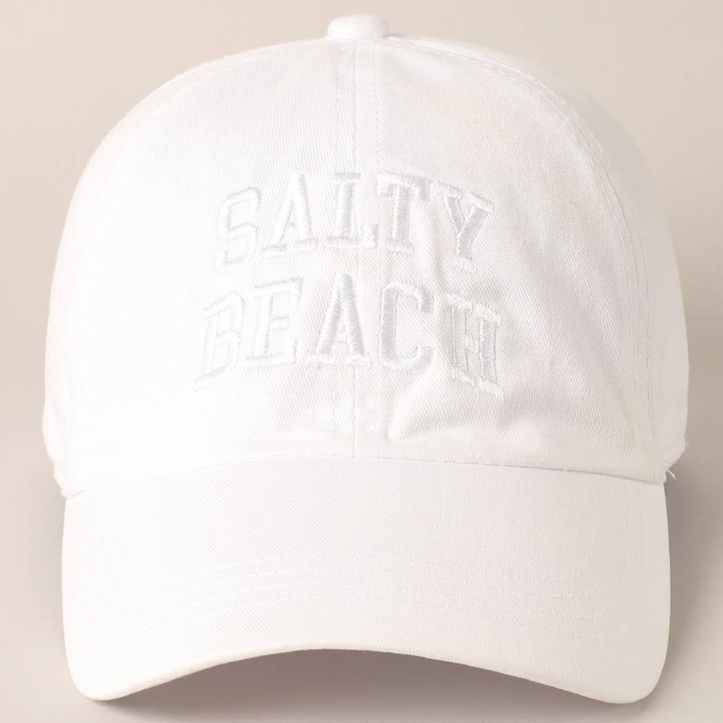 Salty Beach Text Embroidery Baseball Cap