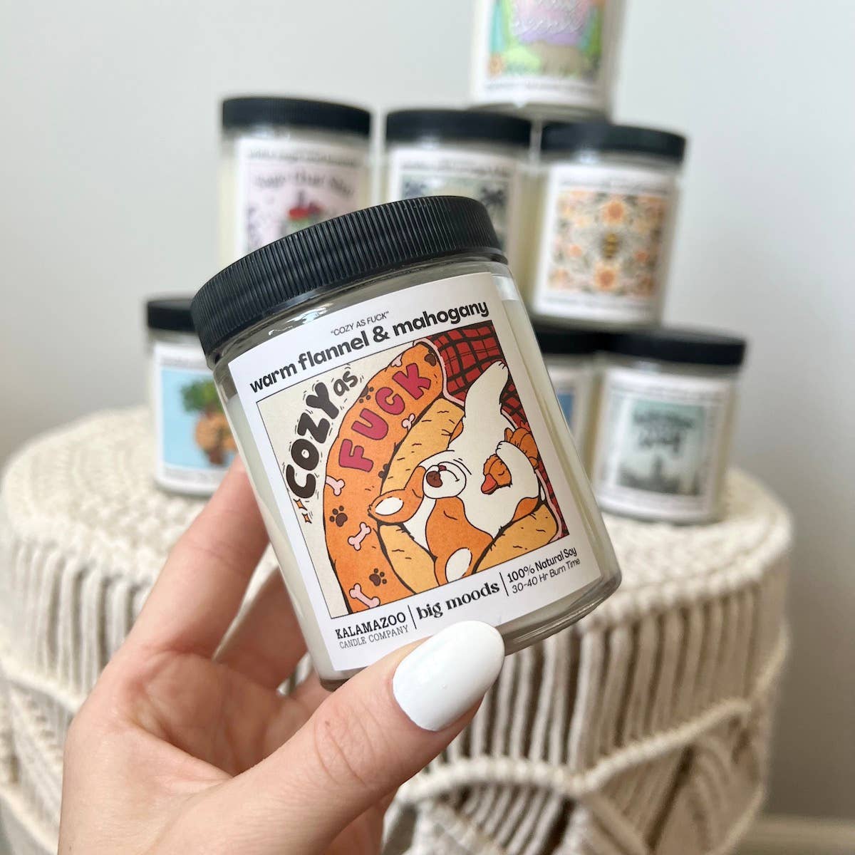 "Cozy as Fuck" warm flannel & mahogany - Luxury Soy Candle