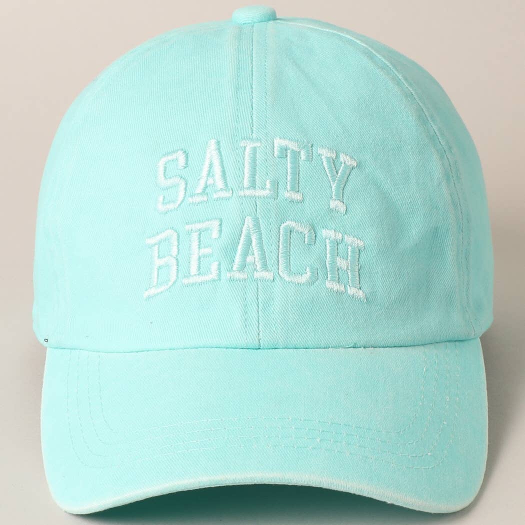Salty Beach Text Embroidery Baseball Cap