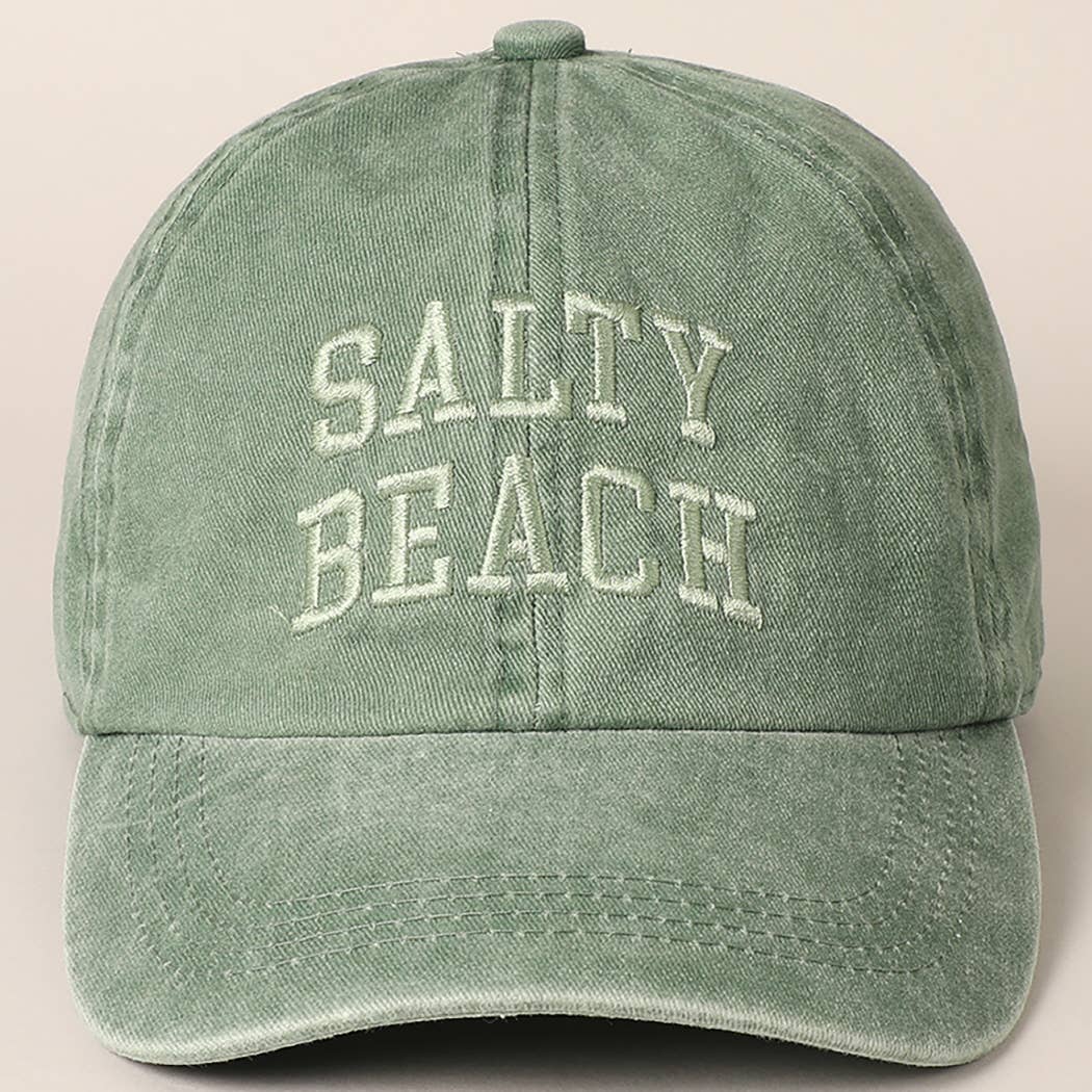 Salty Beach Text Embroidery Baseball Cap