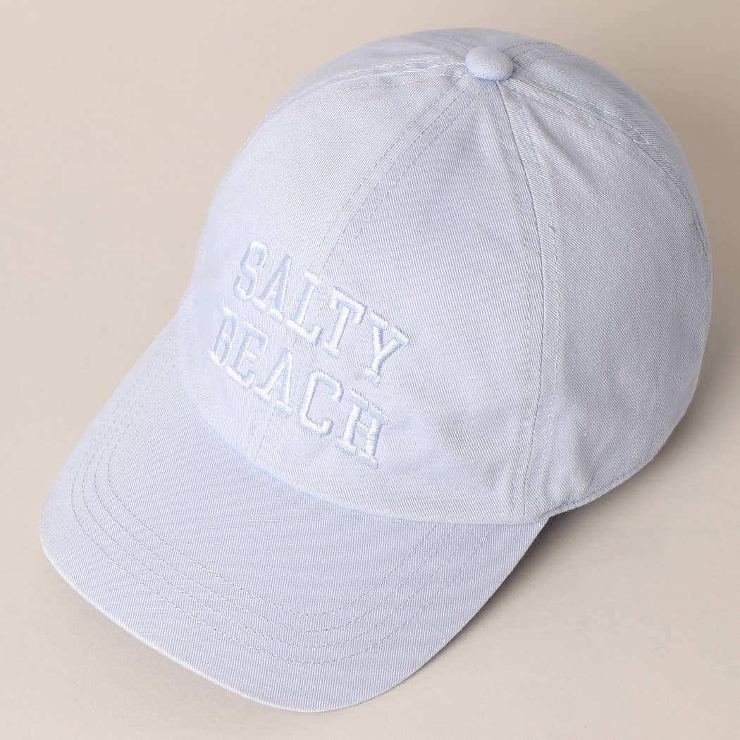 Salty Beach Text Embroidery Baseball Cap