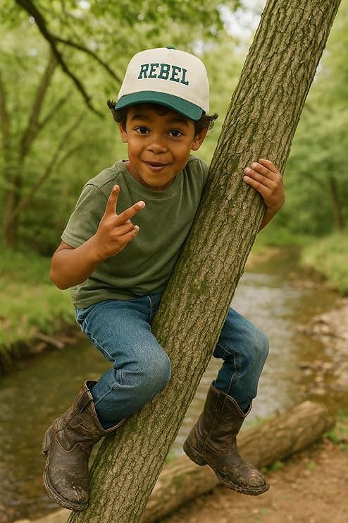 Kids/Baby 2-Tone Cap: Rebel - Green/Beige