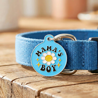 Cute Pet Tag & Dog Collar Charm - Mama's Boy *Blue