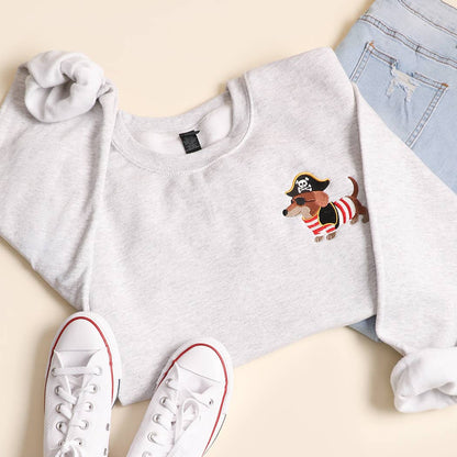 Pirate Dachshund Embroidered Heavy Blend Sweatshirt