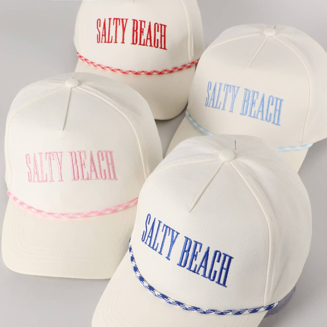 SALTY BEACH Lettering Embroidered Trucker Hat