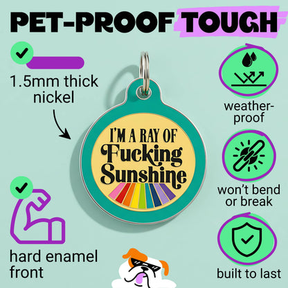 Funny Dog ID Tag & Pet Accessory - Ray of Sunshine *Teal