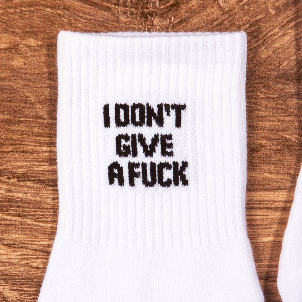 IDGAF ANKLE SOCKSRibbed crew "I DON'T GIVE A FUCK" ankle socks. Made of 90% cotton and 10% spandex.Ribbed crew "I DON'T GIVE A FUCK" ankle socks. Made of 90% cotton and 10% spandex.The Frigid CollectiveThe Frigid CollectiveIDGAF ANKLE SOCKS