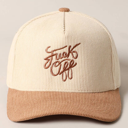 Fuck Off Corduroy Trucker Baseball Cap