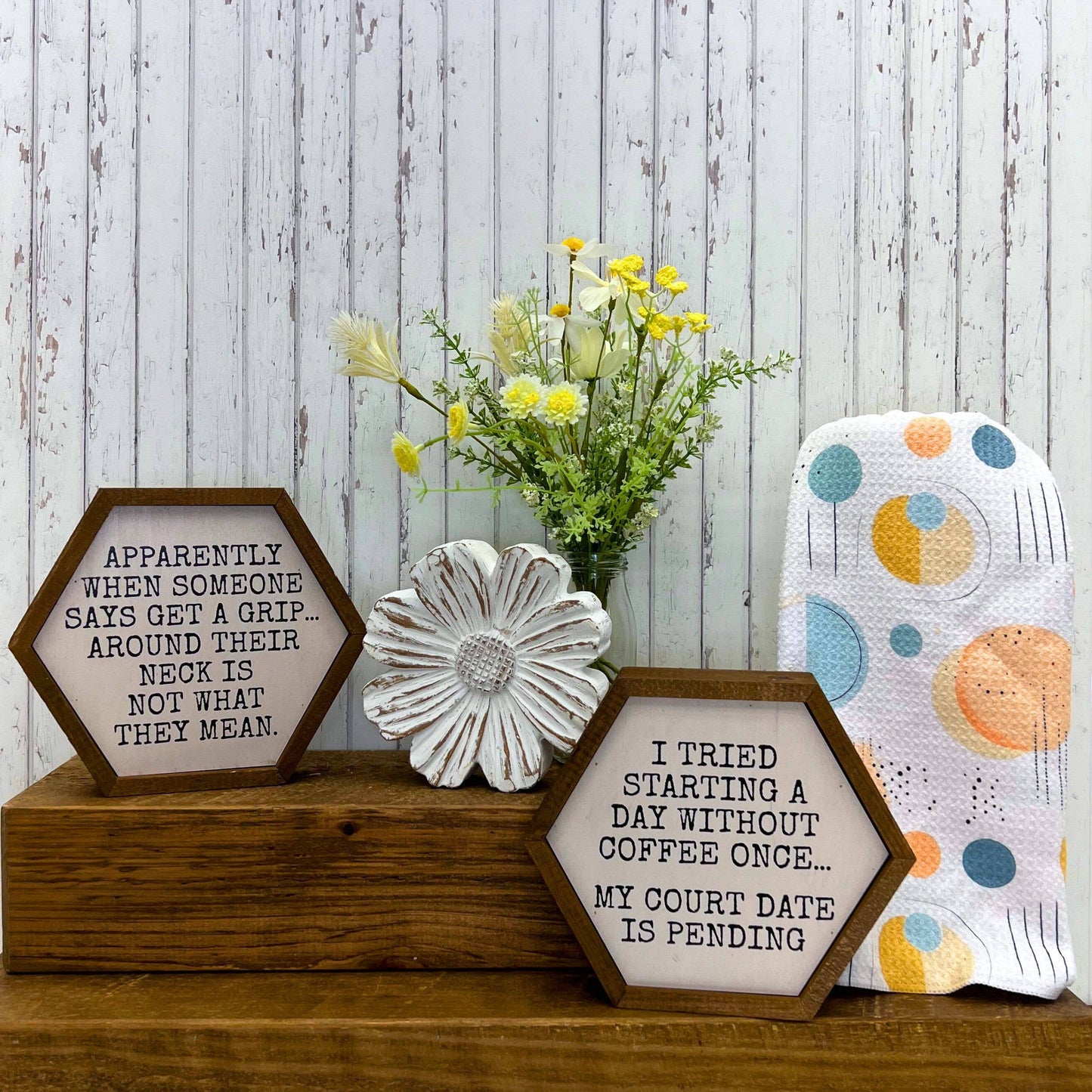 A Day without Coffee Funny Hexagon Sign - Home Décor