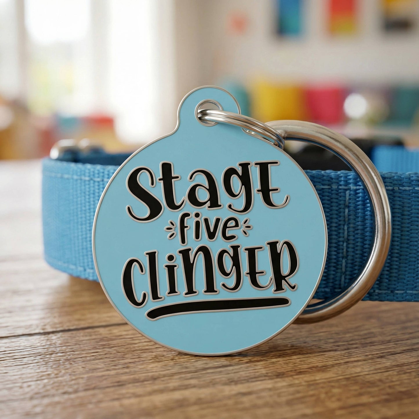 Funny Dog Charm & Pet ID Tag - Stage 5 Clinger *Blue