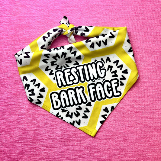 Resting Bark Face | Funny Dog Bandana | Tie Bandana