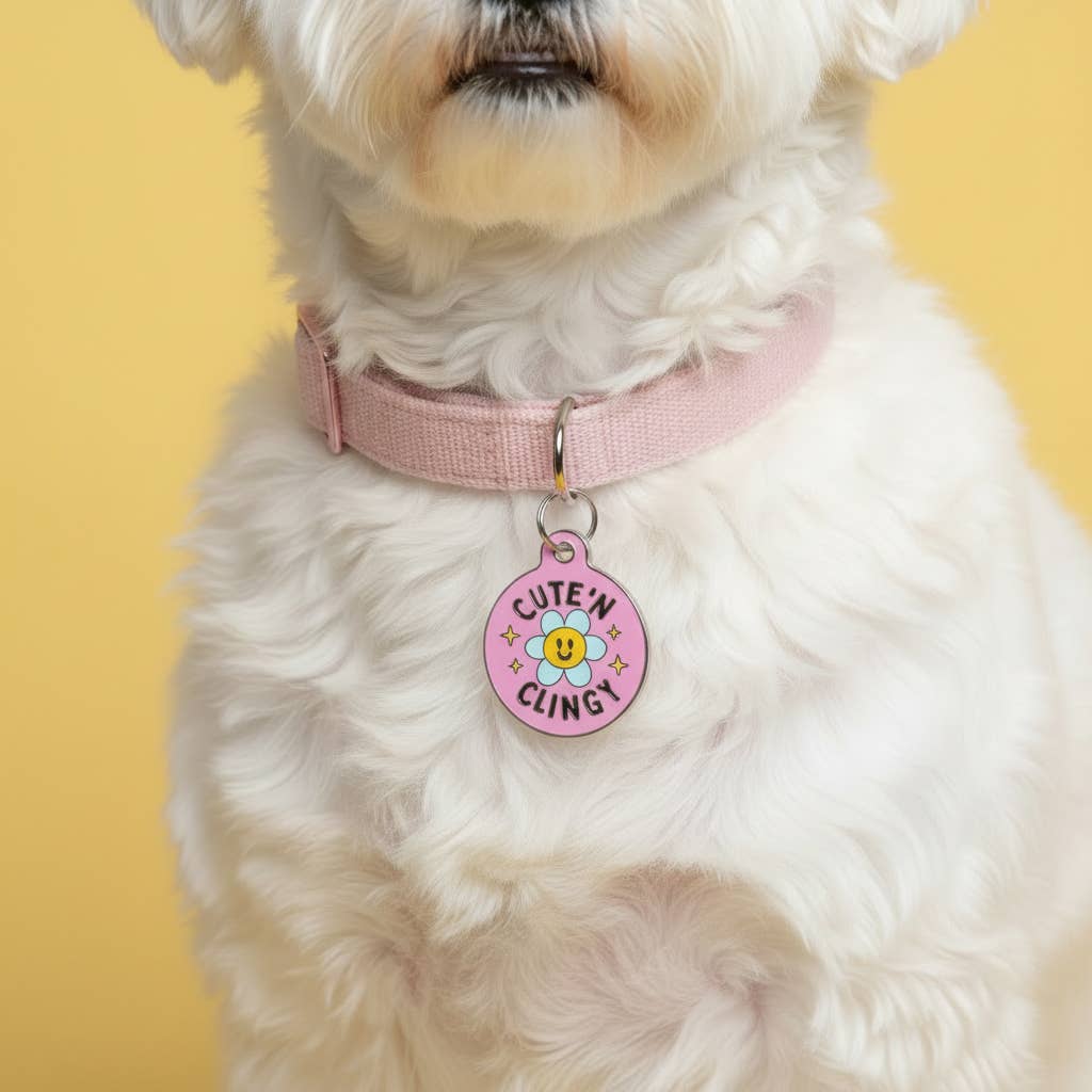 Cute Dog Charm & Pet ID Tag - Cute 'N Clingy *Pink