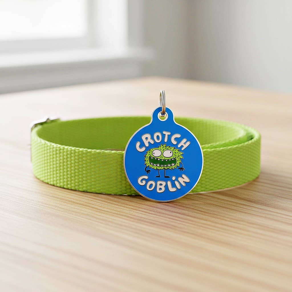 Funny Dog Tag Charm & Pet ID Accessory - Crotch Goblin