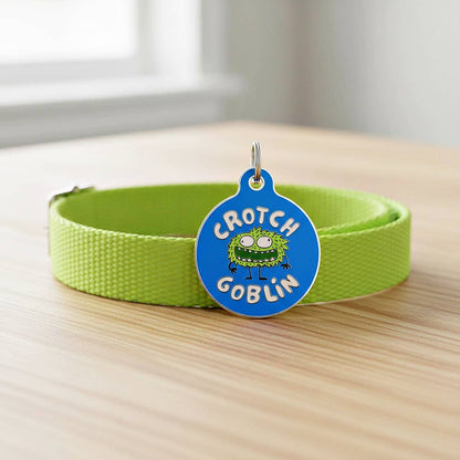 Funny Dog Tag Charm & Pet ID Accessory - Crotch Goblin