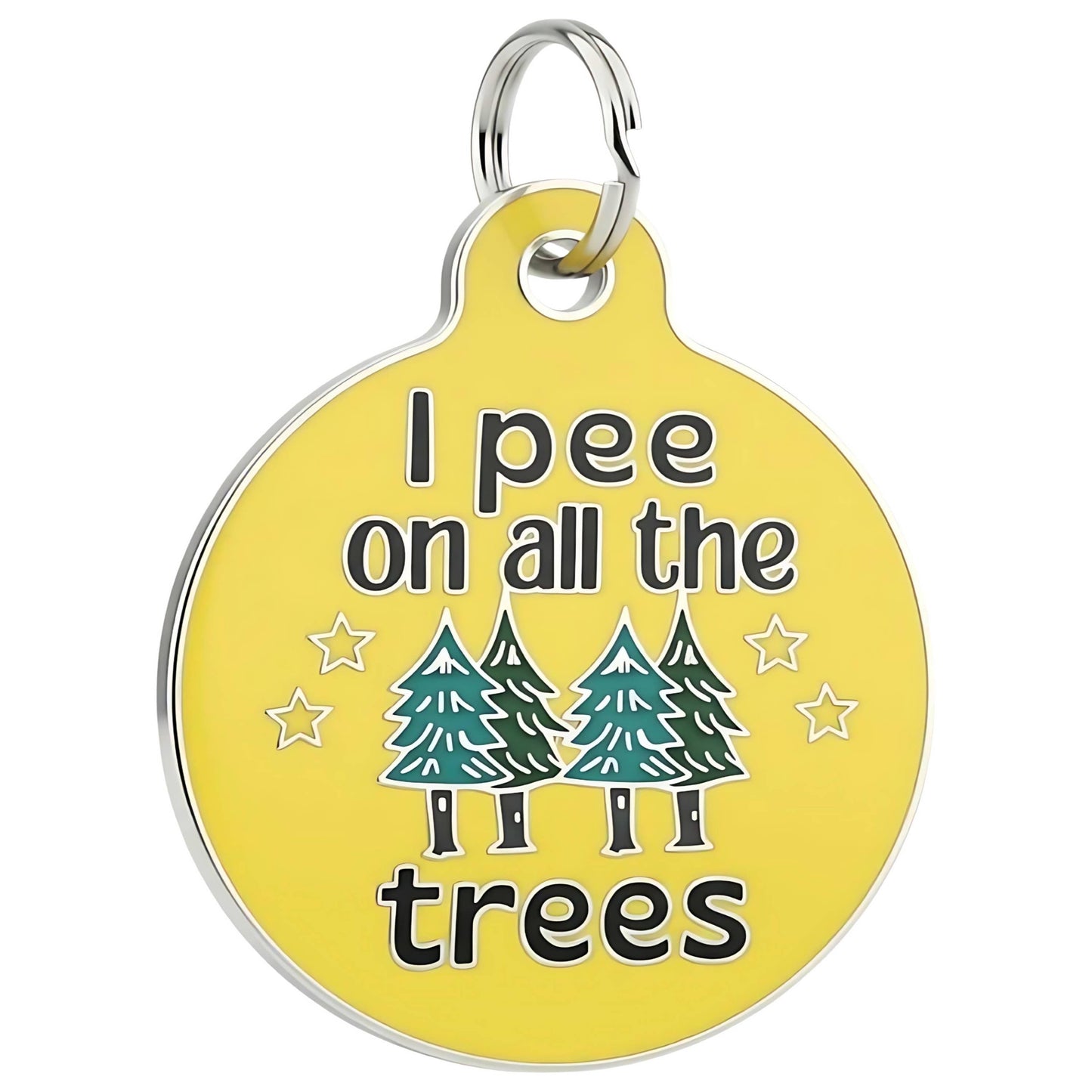 Funny Dog Charm & Pet ID Tag Accessory - I Pee on all Trees