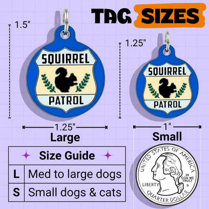 Cute Pet Tag & Dog Collar Charm - Squirrel Patrol *Blue