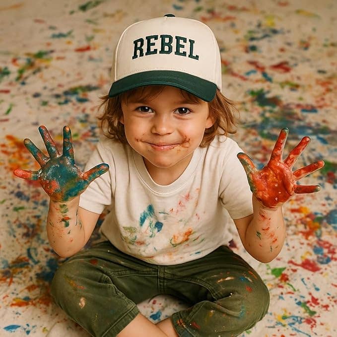 Kids/Baby 2-Tone Cap: Rebel - Green/Beige