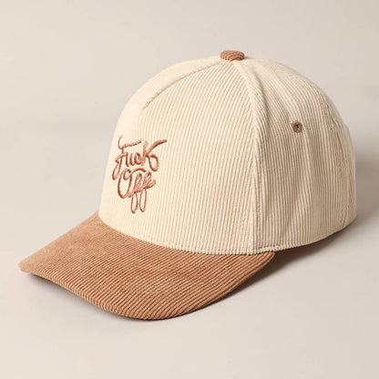 Fuck Off Corduroy Trucker Baseball Cap