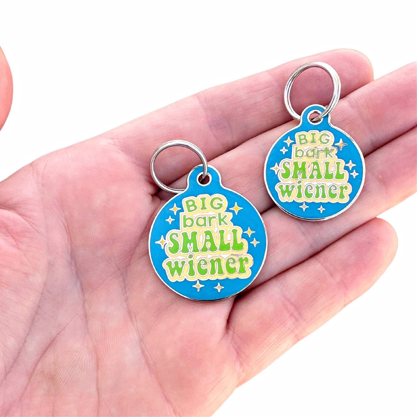 Funny Dog Charm & Pet ID Tag - Big Bark Small Wiener