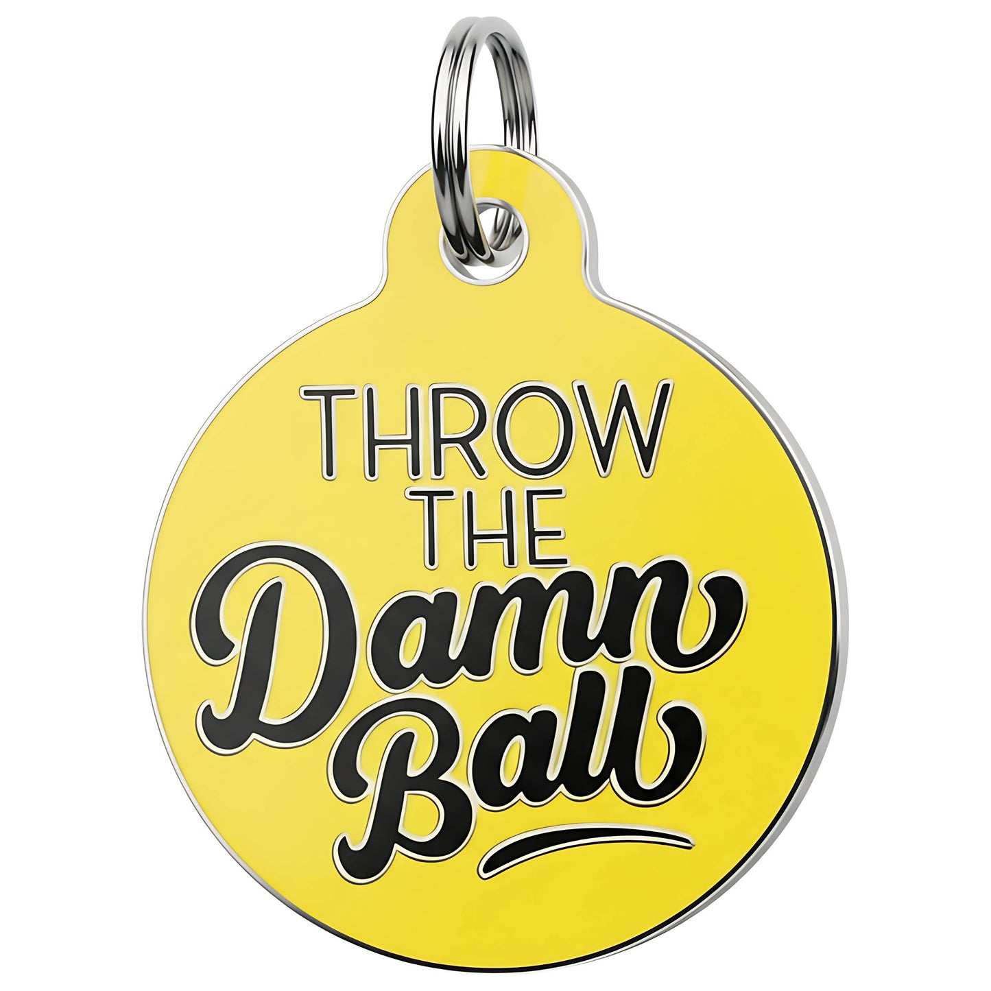 Funny Pet Accessory & Dog Tag Charm - Throw the Damn Ball 