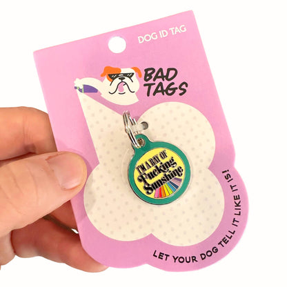 Funny Dog ID Tag & Pet Accessory - Ray of Sunshine *Teal