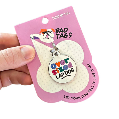 Enamel Pet Tag with Scannable ID - Oversized Lap Dog