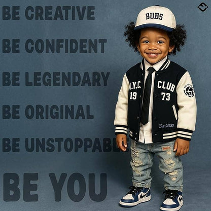 Kids/Baby Two Tone Vintage Cap - Bubs (Navy/Beige)