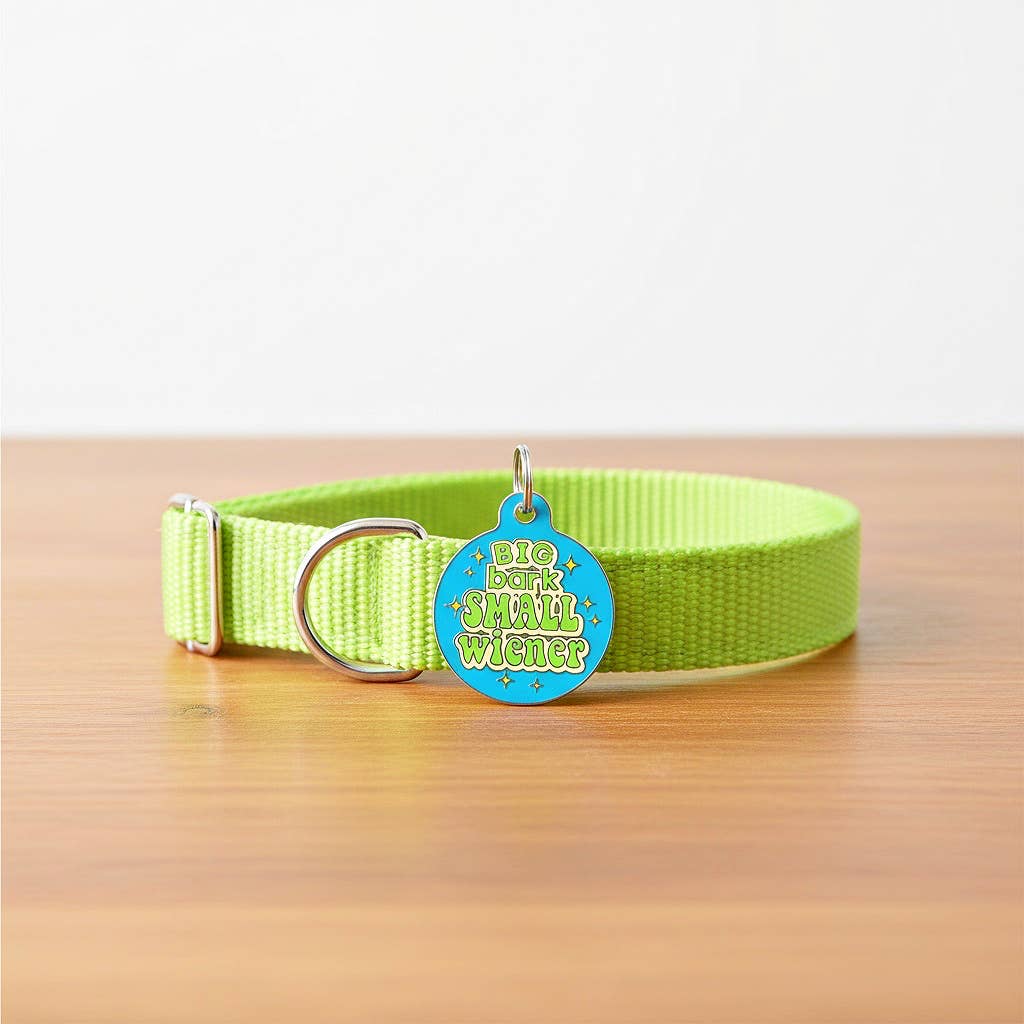 Funny Dog Charm & Pet ID Tag - Big Bark Small Wiener