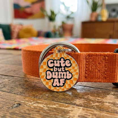 Funny Dog Tag Charm & Pet ID Accessory - Cute but Dumb AF