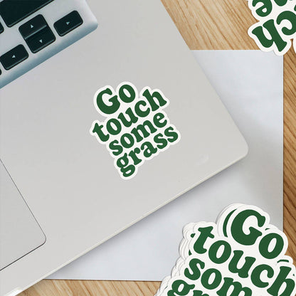 Go Touch Some Grass • Funny Retro Outdoorsy Sticker