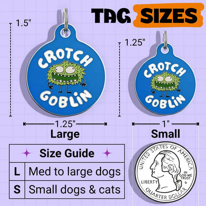 Funny Dog Tag Charm & Pet ID Accessory - Crotch Goblin