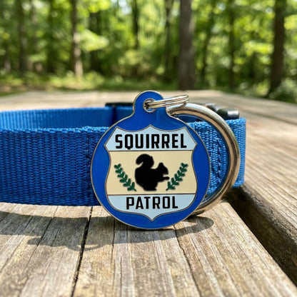 Cute Pet Tag & Dog Collar Charm - Squirrel Patrol *Blue