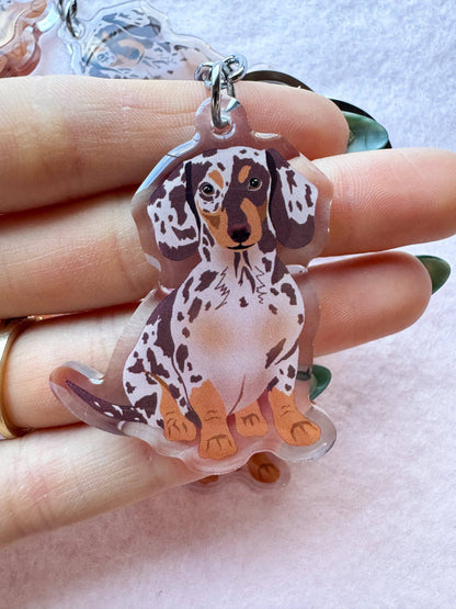 Dachshund (short-haired dapple) Keychain