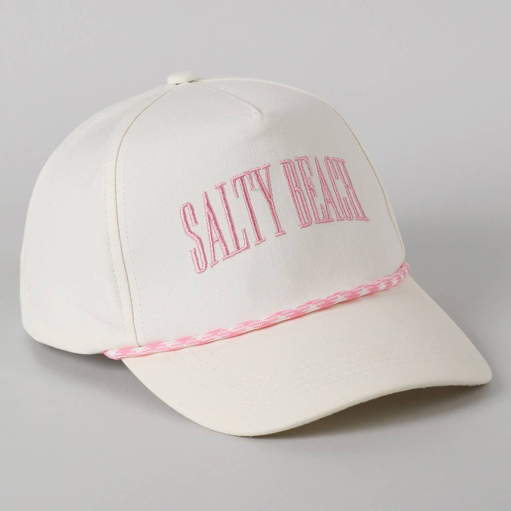 SALTY BEACH Lettering Embroidered Trucker Hat