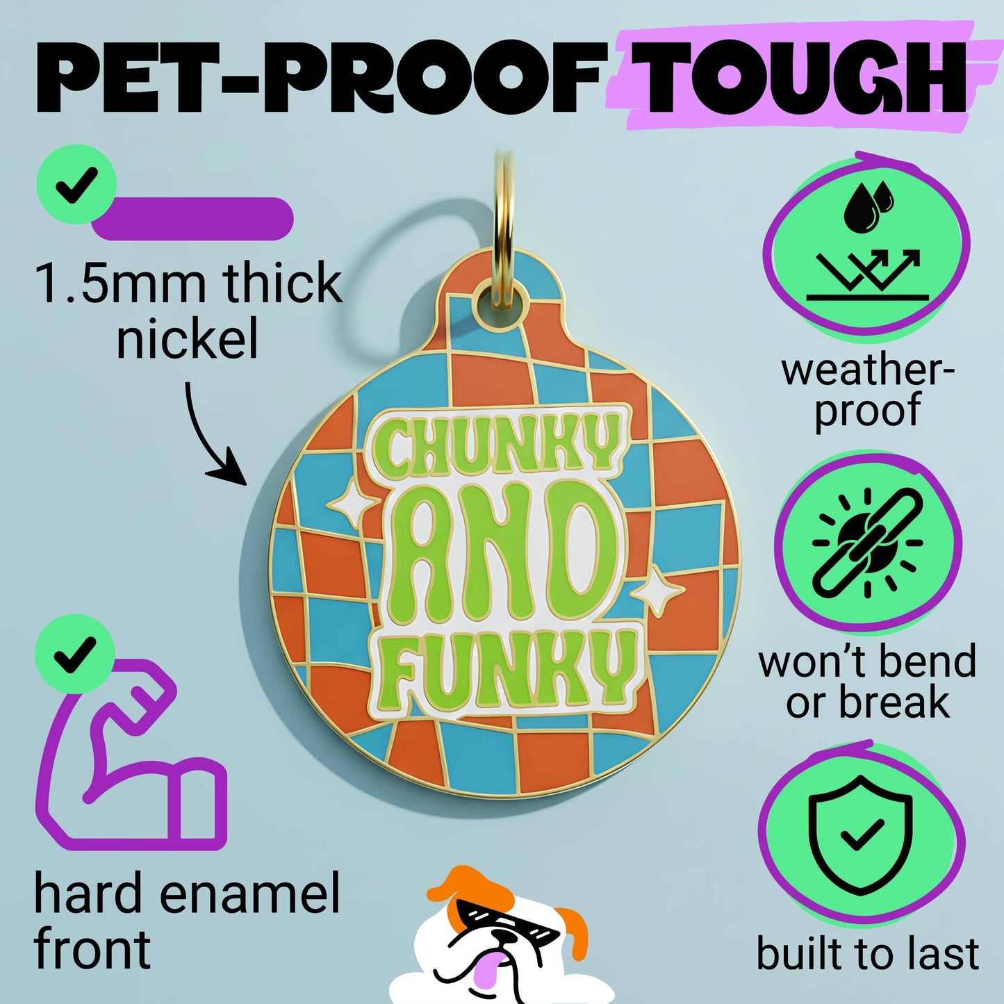 Funny Dog Charm & Pet ID Tag - Chunky & Funky