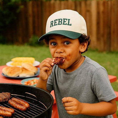 Kids/Baby 2-Tone Cap: Rebel - Green/Beige