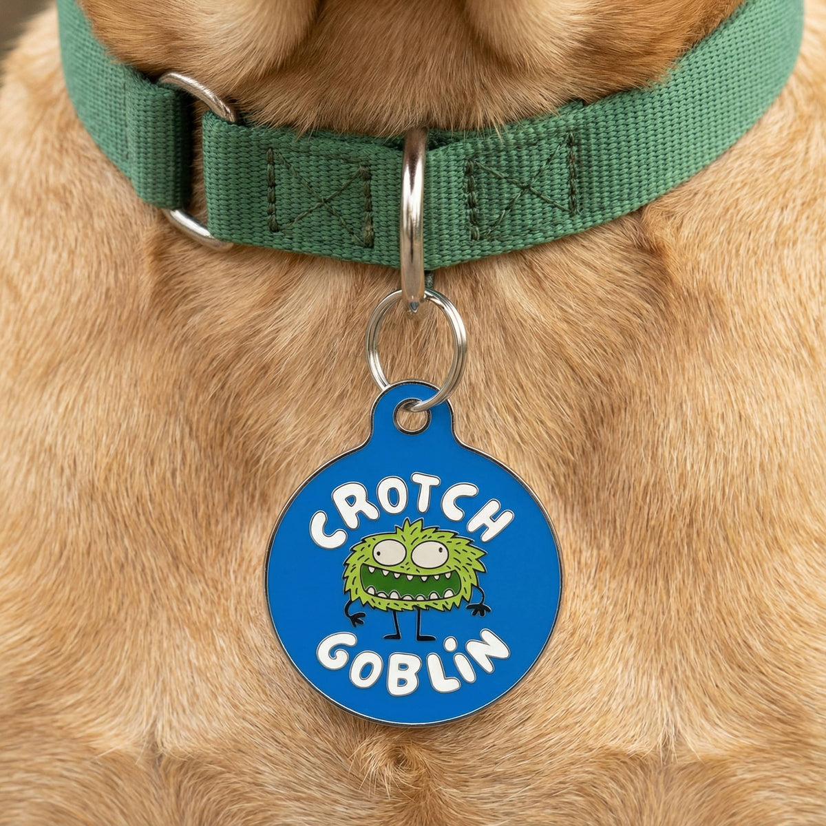 Funny Dog Tag Charm & Pet ID Accessory - Crotch Goblin