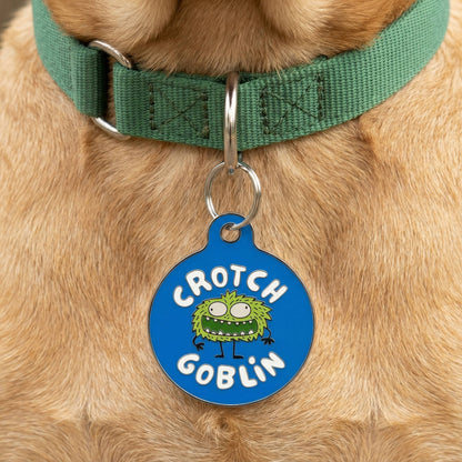 Funny Dog Tag Charm & Pet ID Accessory - Crotch Goblin