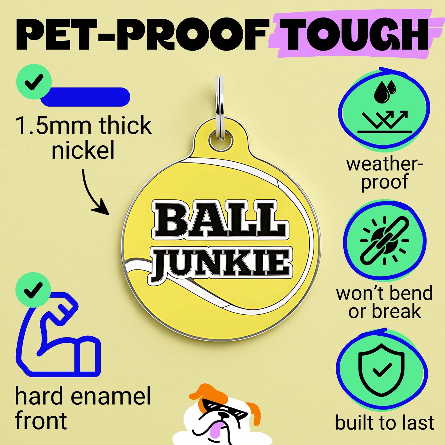 Funny Dog Charm & Pet ID Tag - Ball Junkie