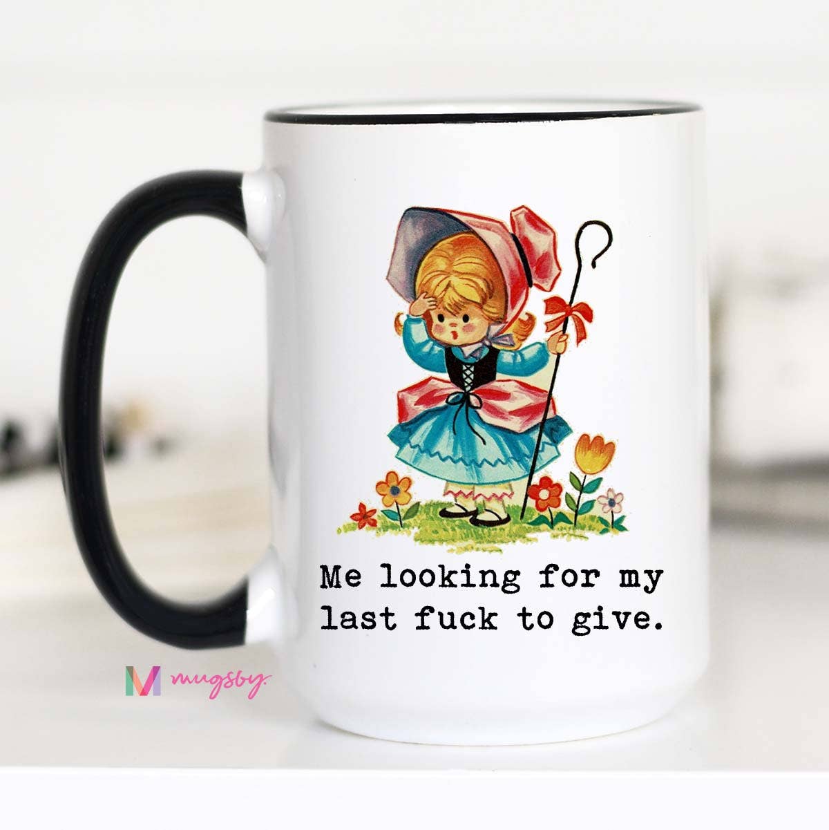 Looking for My Last Fuck To Give Funny Coffee Mug: Black Rim / Handle / 11oz