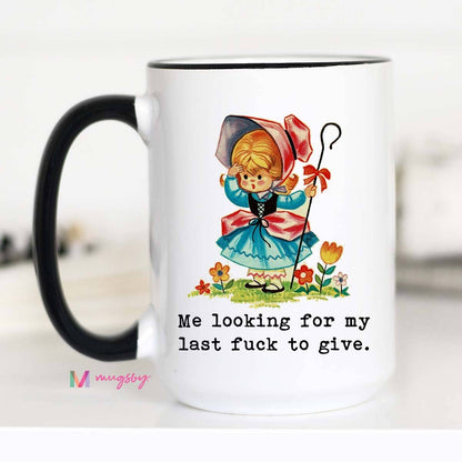 Looking for My Last Fuck To Give Funny Coffee Mug: Black Rim / Handle / 11oz