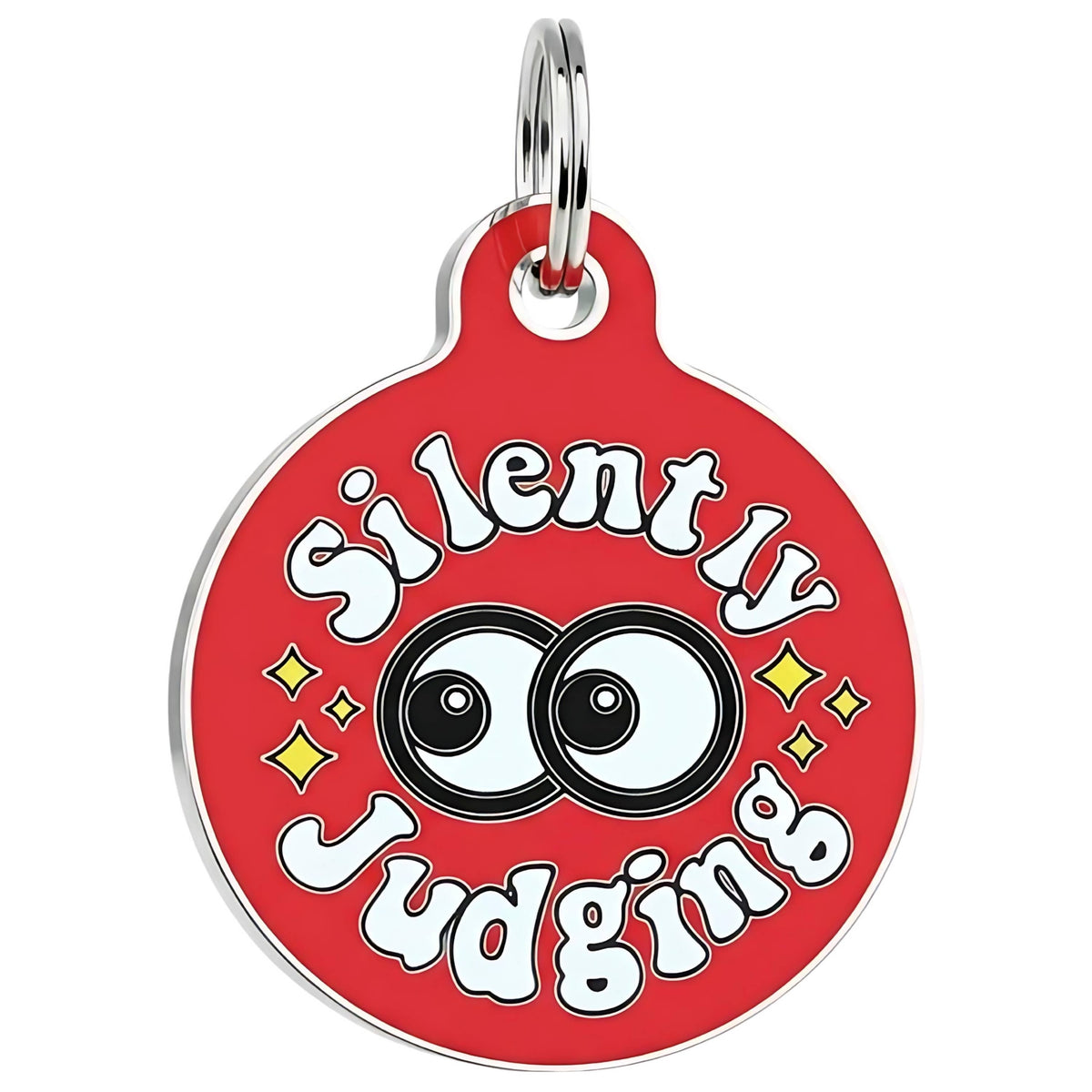Funny Dog ID Tag & Pet Accessory - Silently Judging *Red