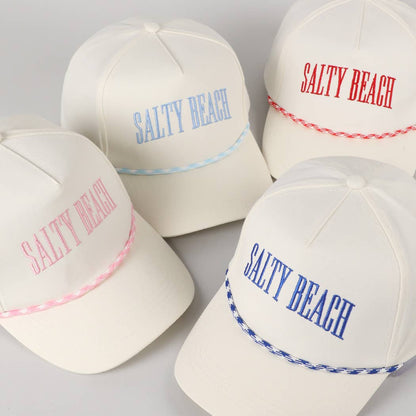 SALTY BEACH Lettering Embroidered Trucker Hat