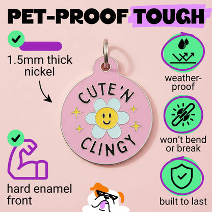 Cute Dog Charm & Pet ID Tag - Cute 'N Clingy *Pink